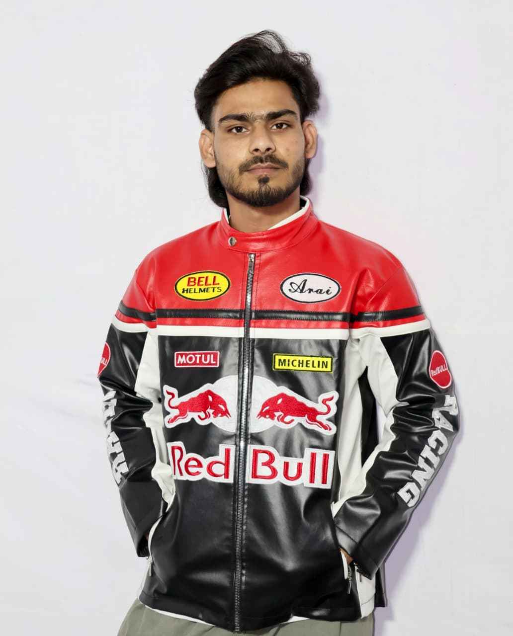 Red bull racing jacket fully Embroidered and unique style.